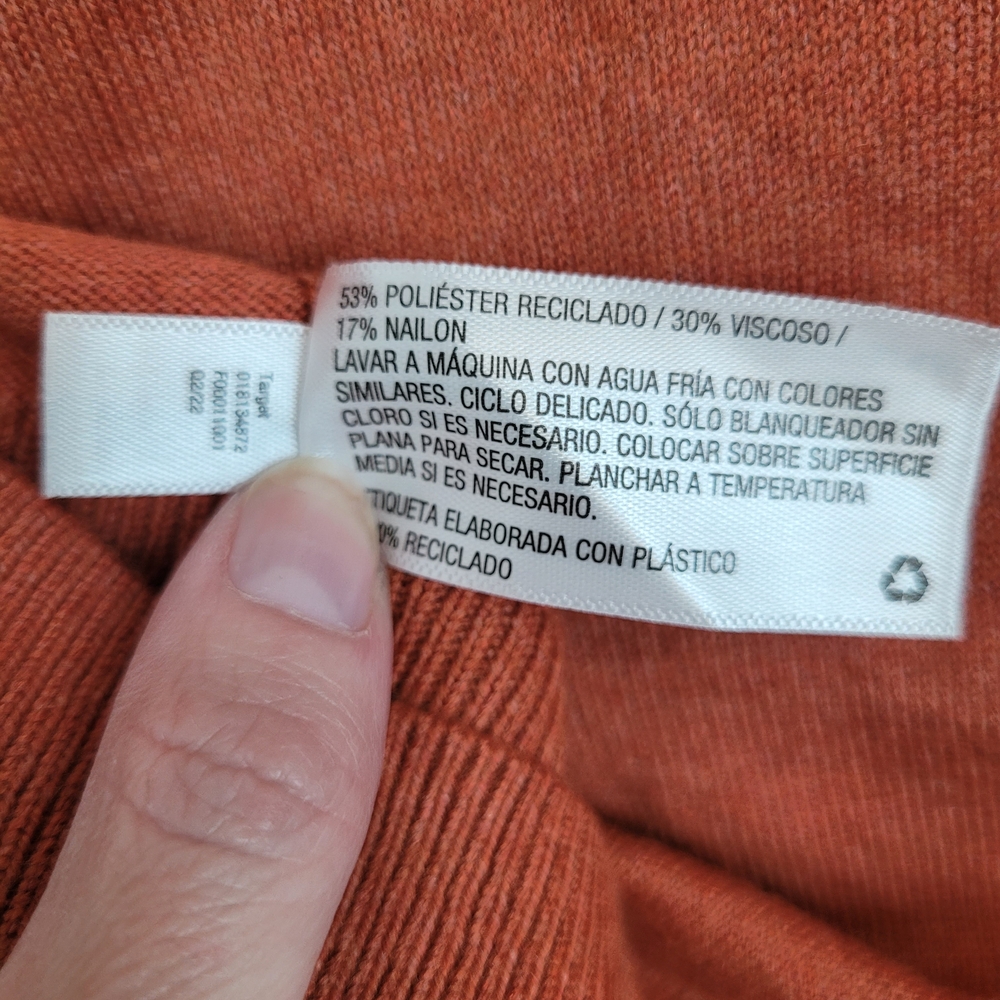 NWT Burnt Orange Cardigan Recycled Materials Size Large - Picture 5 of 6
